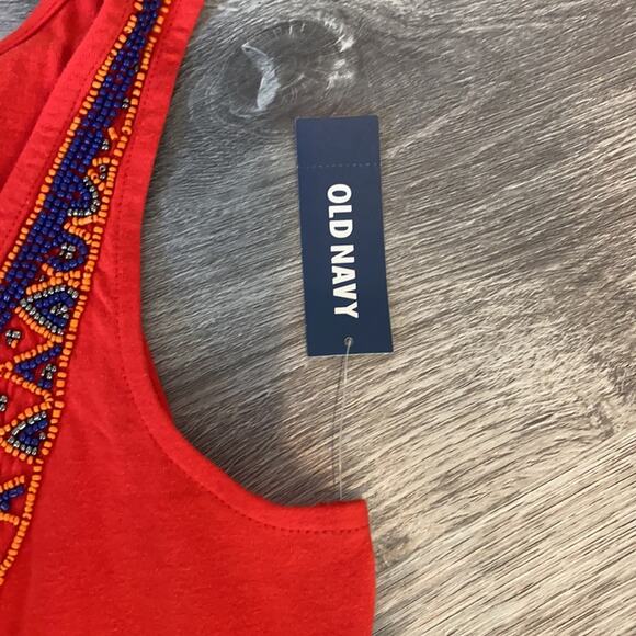 NWT Old Navy Red Beaded Neck Tank Top - Picture 8 of 10